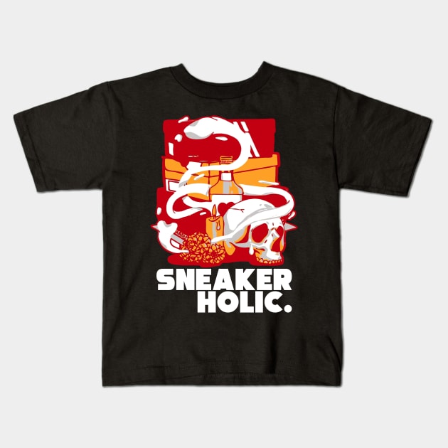 Sneaker Head Cardinal Red Kids T-Shirt by funandgames